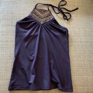 BCBG Embellished Halter Top Plum size XS